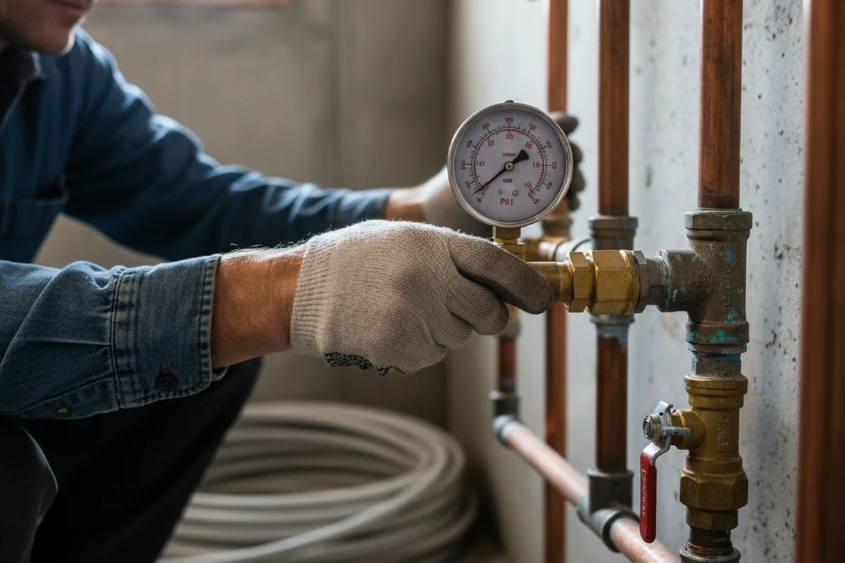 Pressure testing a repaired line during Water Line Repair in Middle Amana